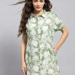Monte Carlo Linen Shirt Collar Printed Tunic-picture-14