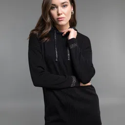 DeFacto Hooded Longline Acrylic Pullover-image-11