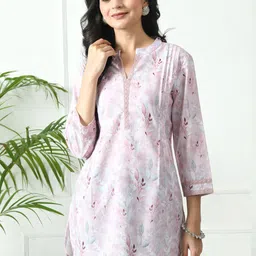 MEESAN Mandarin Collar Printed Tunic-image-82