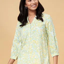 AKKRITI BY PANTALOONS Floral Printed Mandarin Collar Tunic-image-22