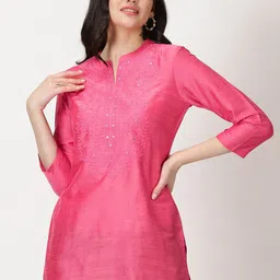 Saffron Threads Floral Embroidered Straight Kurti-picture-54