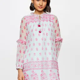 Global Desi Floral Printed Mandarin Collar Ethnic Tunic-image-32