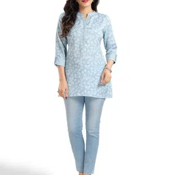keshubaba Floral Printed Mandarin Collar Tunic-image-90