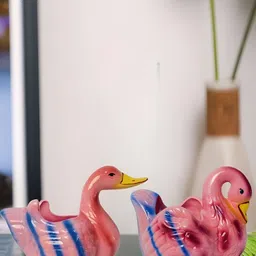 Garden Deco 2-Pcs Pink Ceramic Duck & Swan Planter Pot-25