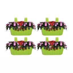 Garden Deco 4 Pieces Lime Green Textured Double Hook Hanging Pots-57
