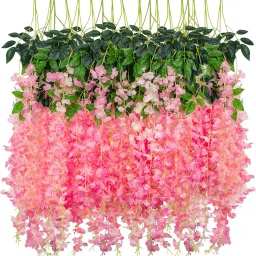 6 Pack Fake Flower Wisteria for Home Garden Wedding Party Decoration Dark Pink Pink Westeria Artificial Flower-image-46