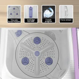 godrej 8 kg with Tri-Roto Scrub Pulsator Washing Machine Semi Automatic Top Load White, Pink image 4