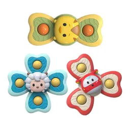 Kidology 3 Pieces Animal Pop Up Suction Cup Spinner Toys-44