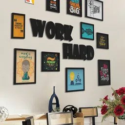 RANDOM Black Set of 10 3D Collage Photo Frames With WORK HARD Plaque image 2