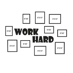 RANDOM Black Set of 10 3D Collage Photo Frames With WORK HARD Plaque image 3