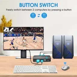 microware HDMI USB KVM Switch Selector for 2 Computers Share Keyboard Mouse Printer 30 cm KVM Console image 4