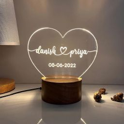 Anniversary Gift for Couple Wedding Gift Lamp With Light Love Light(Wooden Lamp) Table Lamp-16