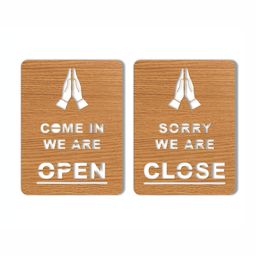CVANU Brown 2 Pieces Open & Closed Carved Wooden Sign Boards-picture-34
