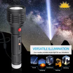 sunaze 2 In 1 Light Mode Rechargeable Handy 50W Long Range Torch Light 1200mAh Battery Torch image 2