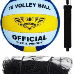 Premium PVC Volleyball Size-4 with Air pump and Nylon Net (Pack of 1) Volleyball - Size: 4-picture-27
