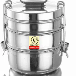 Stainless Steel Traditional Tiffin Box, Lunch Box, Clip Carrier 3 Containers Lunch Box-16