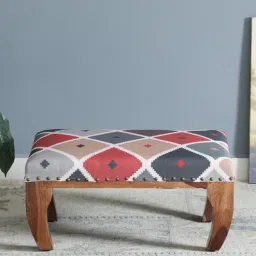 mudramark from pepperfry Varnaka Sheesham Wood Foot Stool In Rustic Teak Finish-picture-41