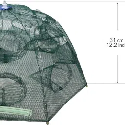 elephantboat 16 Holes Folded Fishing Net with Buoy Ring 6m Rope, Fishing Trap for Catching Aquarium Fish Net image 3