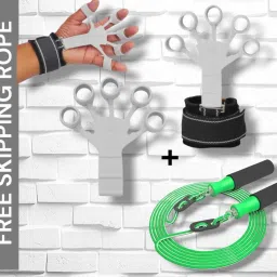 PREMIUM FINGER GRIPPER GREY WITH SKIPPING ROPE GREEN Fitness Accessory Kit Kit-image-79