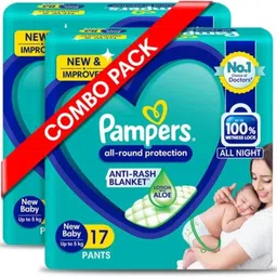 pampers All round protection new born size NB ( 17+17 ) pieces Combo Pack - New Born-picture-1