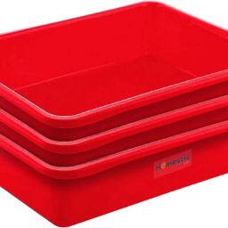 Multiuses Rectangular Plastic Large Tray, Bin, Organizer Pack of 3 (Red) Tray-image-4