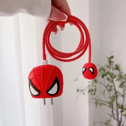 JAZX Spider Man Type C Adapter for 18W-20W Charger Cover, 3D Cartoon Design Sprial Cable Protector-image-68