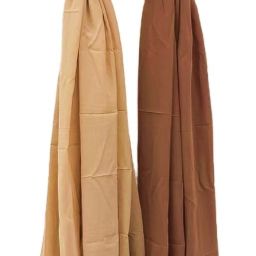 Embellished Georgette Women Beige, Brown Scarf, Fancy Scarf, Stole, Faux Turtleneck Neck Cover-image-2