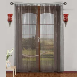 214 cm (7 ft) PVC Transparent Door Curtain Single Curtain-image-81