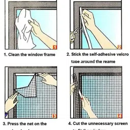 buyagain HDPE - High Density Poly Ethylene Infants Washable 2x5 ft white Window Insect Net with Strong Self Adhesive Hook & Loop Tape Mosquito Net image 3