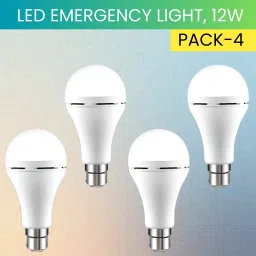 12W Rechargeable Inverter LED Bulb with Upto 4H.Power Cut Lighting Pack of_4A283 4 hrs Bulb Emergency Light-image-46