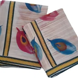 Atex women's kerala handpaint setmundu with feather design Printed Women Dhoti-47