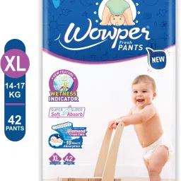 Fresh Baby Diapers Pants by Doms|Wetness Indicator| Upto 12Hrs Absorb | 14-17 Kg - XL-21