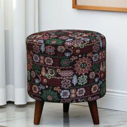 casacraft from pepperfry Colby Fabric Seating Stool In Jacquard Multicolor-picture-40