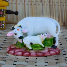 Polyresin Colorful Cow and Calf Statue Decorative Showpiece-7 cm-61