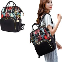 Diaper Bags for Mom and Dad, Diaper Bags for mom and Baby, Mummy Bag for Multi-Function Waterproof and Large Capacity (Leaf Black) Diaper Bags-image-46