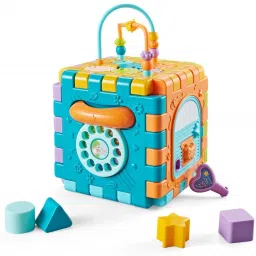 Activity Cube Shape Sorting Mechanical Play for Toddlers and Kids (Multicolor)-14