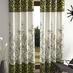 Home Sizzler Green & Beige Set of 2 Floral Door Curtain-14
