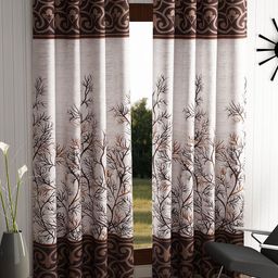 Home Sizzler Brown & Beige Set of 2 Floral Door Curtain-51
