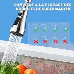 clinton Tap Extender Faucet Extension 3 Function Pull Down Sink Sprayer Faucet Nozzle image 2