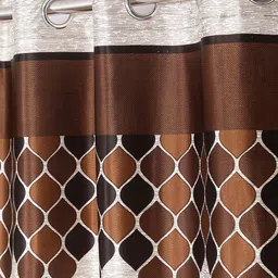 Home Sizzler Brown & Off-White Set Of 2 Abstract Printed Regular Window Curtains image 5