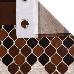 Home Sizzler Brown & Off-White Set Of 2 Abstract Printed Regular Window Curtains image 2