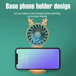 MZ 131 (RECHARGEABLE PORTABLE USB FAN) with 3 Speed Mode With Built-In Mobile Stand 1200mAh Battery USB Fan image 2