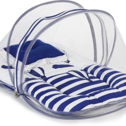 Mosquito Net with Zip Closure & Neck Pillow Cotton Baby Bed Sized Bedding Set-image-67