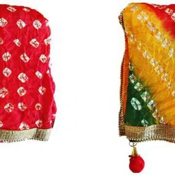 Silk Blend Printed Red, Green, Yellow Women Dupatta-image-4