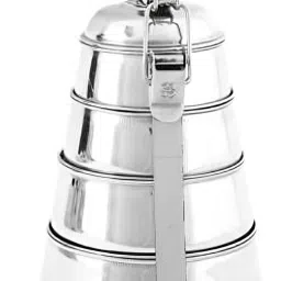 Stainless Steel Food Grade Pyramid Shape Tiffin , Clip Lock for Office Collage 4 Containers Lunch Box-image-44