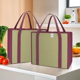 Pack of 2 Waterproof Grocery Bag For Daily Use with Handle | Small | Brown Pack of 2 Grocery Bags-image-9