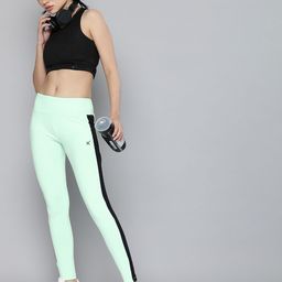 hrx by hrithik roshan Color Block Women Light Green Tights-picture-1