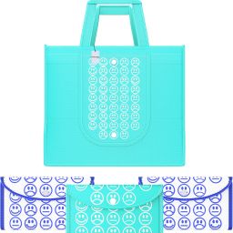 Pack of 4 Smile Foldable Grocery/Shopping Bags For Women | Blue & White Blue Pack of 4 Grocery Bags-image-17