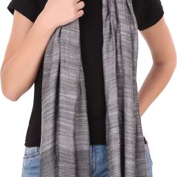 Solid Viscose, Cotton Viscose Blend Women Grey Stole, Scarf, Fancy Scarf-image-76