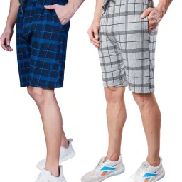 Pack of 2 Checkered Men Multicolor Casual Shorts-image-56